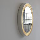 Large Round Illuminated Wooden Mirror, 1970s
