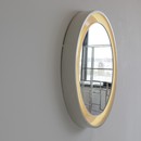 Large Round Illuminated Wooden Mirror, 1970s Large Round Illuminated Wooden Mirror, 1970s