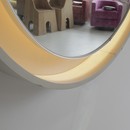 Large Round Illuminated Wooden Mirror, 1970s Large Round Illuminated Wooden Mirror, 1970s