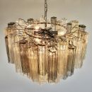 Large Tronchi MURANO Glass Chandelier (amber, grey and clear glass), Italy