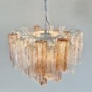 Large Tronchi MURANO Glass Chandelier (rose and clear glass), Italy