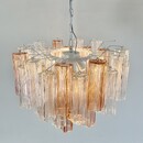Large Tronchi MURANO Glass Chandelier (rose and clear glass), Italy