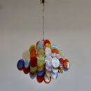 Multi-Colored Murano Glass Disk VISTOSI Chandelier, 1980s