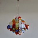 Multi-Colored Murano Glass Disk VISTOSI Chandelier, 1980s