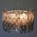 MURANO Glass Chandelier (Clear & Grey) by Carlo SCARPA, Italy