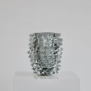MURANO Glass Vase, Italy ( Gray/ Blue spikes)