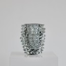 MURANO Glass Vase, Italy ( Gray/ Blue spikes)