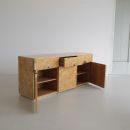 Original Burr Wood 3-door Sideboard by Willy RIZZO, Sabot 1972