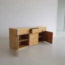 Original Burr Wood 3-door Sideboard by Willy RIZZO, Sabot 1972