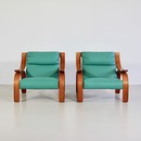 PAIR of green leather Armchairs by Marco ZANUSO, 1964