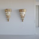 PAIR of large Wall Sconces with 'Trilobi' Glass, Italy 1980s- spaceandchrome.com