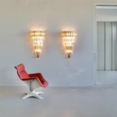 PAIR of large Wall Sconces with 'Trilobi' Glass, Italy 1980s- spaceandchrome.com