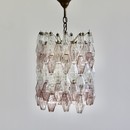 Polyhedron Chandelier by Carlo SCARPA, Murano Glass (clear/ purple)