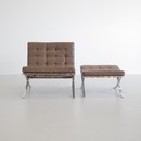 Vintage BARCELONA Chair & Footstool by Knoll International, 1970s