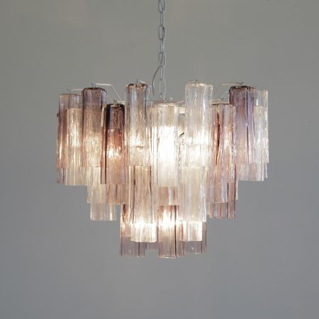 Large Tronchi MURANO Glass Chandelier (lilac and clear glass), Italy