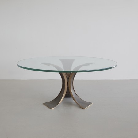 FRIGERIO Style Brutalist Coffee Table with Glass Top, 1970s