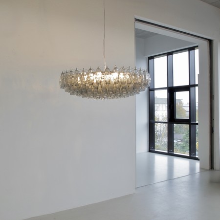 Large Polyhedron Glass Chandelier designed by Carlo SCARPA
