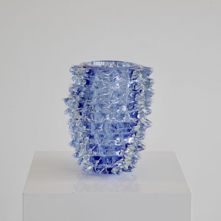 MURANO Glass Vase, Italy ( blue spikes)