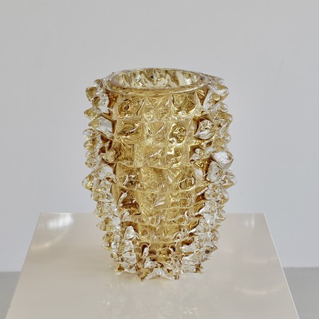 MURANO Glass Vase, Italy ( Yellow spikes)