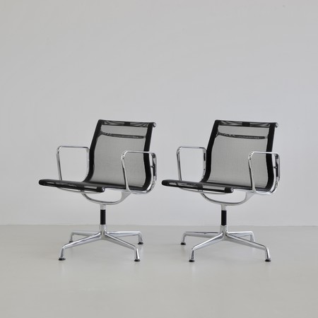 PAIR of Charles & Ray EAMES Aluminium Office Chairs (EA108)