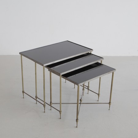 Set of 3 Metal Side Tables, France 1960s