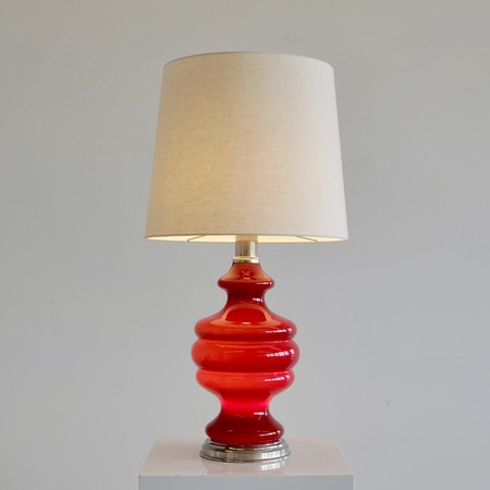 Table Lamp with Illuminated coloured Glass Base, France 1970s.