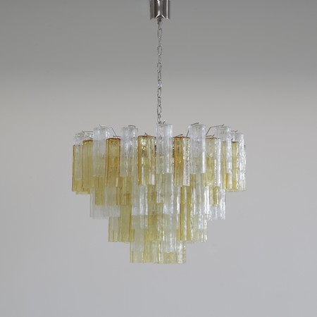 Tronchi MURANO Glass Chandelier (amber &clear), Italy