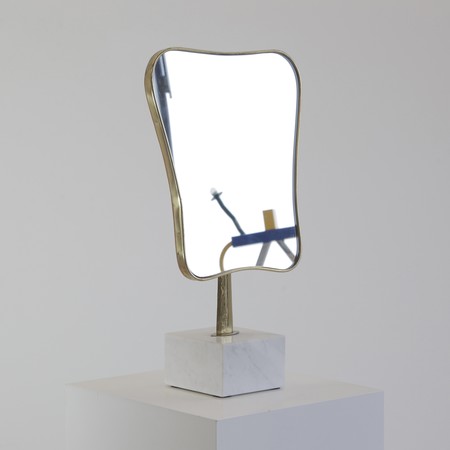 Vintage Table Mirror with Marble Base, Italy 1960